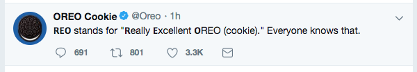 Oreo REO tweet